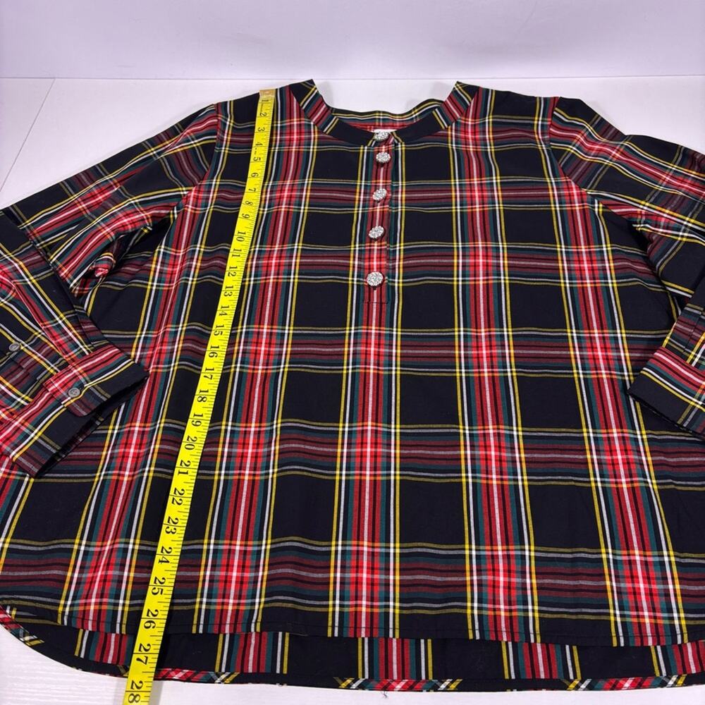 J. Crew Steward Plaid Jeweled Button-Down Shirt Size 3X 0822 - Picture 5 of 9